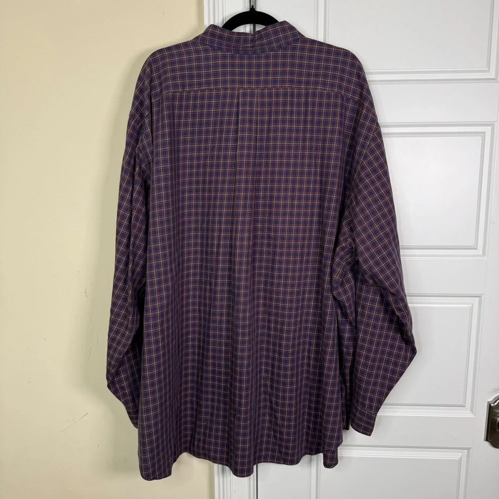Vintage Polo Ralph Lauren Shirt Mens 4XB Blue Red Plaid Classic Fit Cotton Big